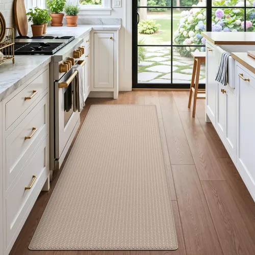 Vista 3 de DEXI Alfombrillas de cocina acolchadas antifatiga, 23 x 59 pulgadas beige (2-Beige)
