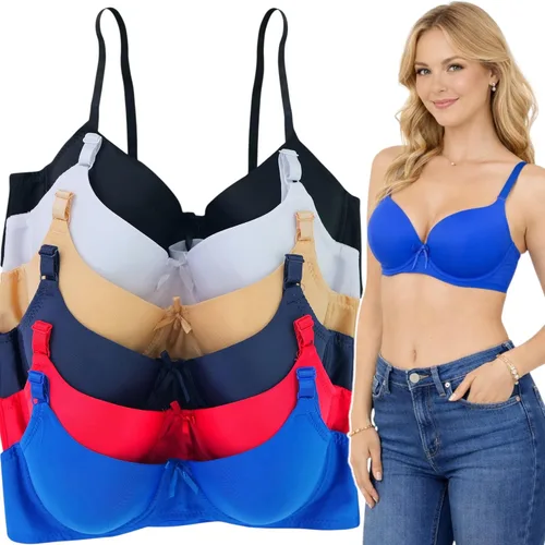 Vista 8 de ToBeInStyle Paquete de 6 sujetadores acolchados de estilo clásico con aros para mujer