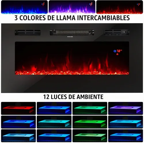 Vista 3 de AMERLIFE - Soporte de TV con chimenea eléctrica de 36 pulgadas de 70 pulgadas Negro