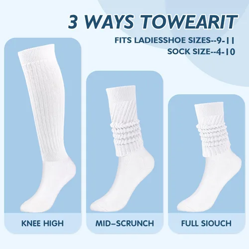 Vista 3 de Buauty Calcetines holgados para mujer, suaves, extra largos, hasta la rodilla, para otoño e invierno, de punto, holgados, hasta el muslo, calcetines