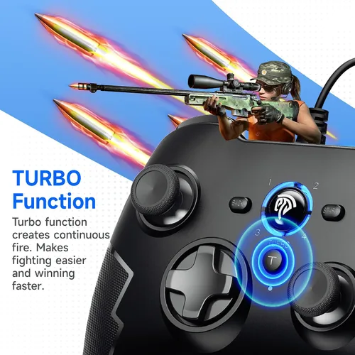 Vista 5 de EasySMX 9100Pro Wired Gaming Controller, PC Game Controller Joystick with Hall Effect Triggers, Dual-Vibration and Turbo for Windows PCSteamPS3