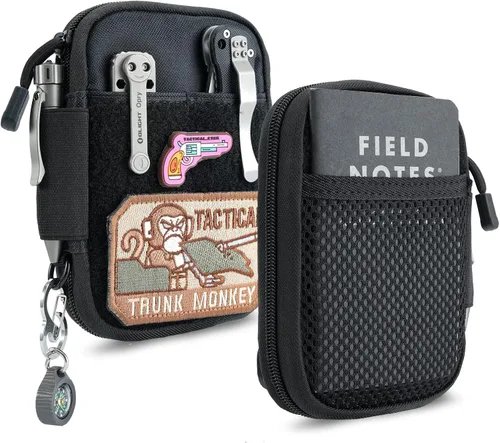Vista 10 de Sayram EDC - Organizador de bolsa pequeña para multiherramienta, bolsa táctica de nailon con panel de parches de bricolaje con anillo en D, bolsa