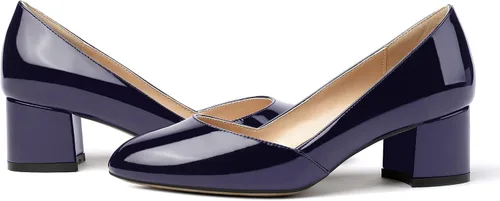 Vista 6 de MODENCOCO Zapatos de tacón bajo grueso para mujer, con puntera redonda, de 2 pulgadas