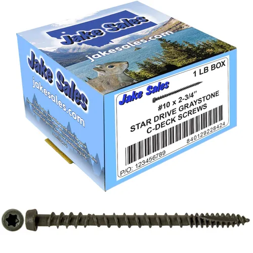 Vista 17 de Tornillo de madera compuesto gris castillo de 2-3/4 pulgadas, cabeza de accionamiento Torx/Star Drive Head - Recubierto Exterior - Compatible