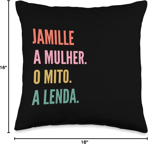 Vista 4 de Designs De Nomes Engraçados Para Mulher Divertido cojín portugués con diseño de nombre Jamille, 16 x 16 pulgadas, multicolor