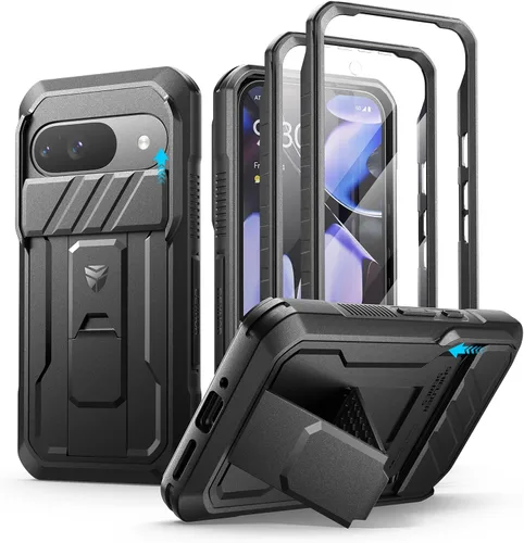 Vista 15 de Dexnor Funda para Google Pixel 9 Pro XL con cubierta deslizante para cámara y protector de pantalla integrado y soporte de alta resistencia, funda