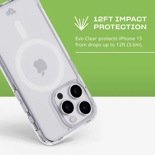 Vista 5 de Tech21 Evo - Funda transparente para iPhone 15 Pro, compatible con MagSafe, funda de protección contra impactos, transparente