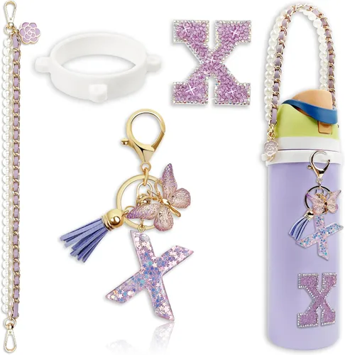 Vista 43 de Letter Handle Strap Accessories with Cute Initial Charm Compatible with Owala Water Bottle 24oz 32oz 40oz Owala Kids