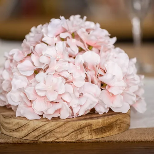 Vista 3 de LuLuHouse - Cabezas de hortensias de seda con tallos artificiales a granel de flores para manualidades, centro de mesa de boda, decoración