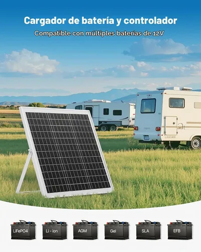 Vista 4 de VEVOR Cargador de Batería de Panel Solar de 20W 12V, Cargador de Goteo Mantenedor de Batería Solar con Controlador MPPT Inteligente y Soporte