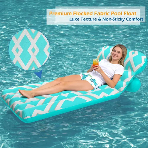Vista 5 de Jasonwell Inflatable Pool Float Adult - Ultra-Comfort Soft Fabric Pool Floaties Lounge Floats Floating Chair Raft with Adjustable Backrest Air