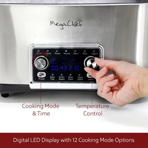 Vista 4 de MegaChef Cocina múltiple programable 12 en 1 de lujo de 8 cuartos de galón con Sous Vide y multifunción, pantalla digital, temperatura y tiempo