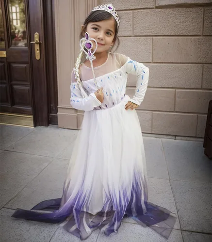 Vista 2 de LZH Vestido de princesa para niñas pequeñas, trajes de manga larga y accesorios