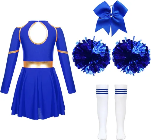 Vista 2 de XUNZOO Uniforme de animadora para niños, disfraz de baile de Halloween, manga larga, trajes de cosplay