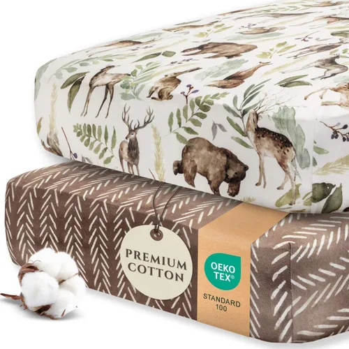 Vista 12 de Pobibaby Paquete de 2 sábanas bajeras para cuna para niñas, juego de sábanas de mezcla de algodón de primera calidad, suaves y transpirables