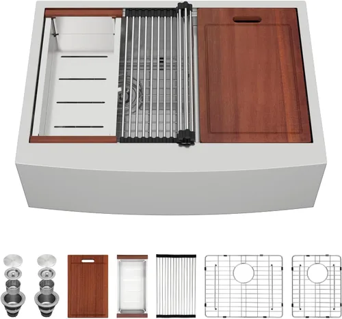 Vista 17 de Sarlai Fregadero de cocina de 30 unidades color negro, 30 x 22 pulgadas, fregadero de cocina de 30 x 22 pulgadas, fregadero de cocina de acero Acero