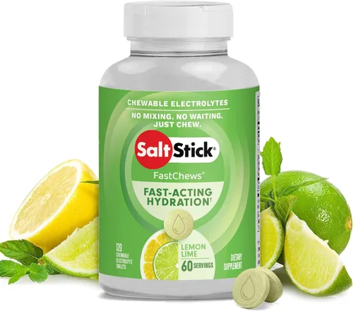 Vista 18 de SaltStick Electrolyte FastChews con cafeína – 60 tabletas masticables Citrus Burst – Tabletas de sal para correr e hidratar, masticables