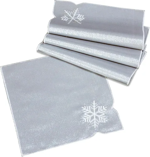 Vista 19 de Juego de 4 servilletas bordadas con copos de nieve para Navidad e invierno (doradas, servilletas de 12 x 12 pulgadas)