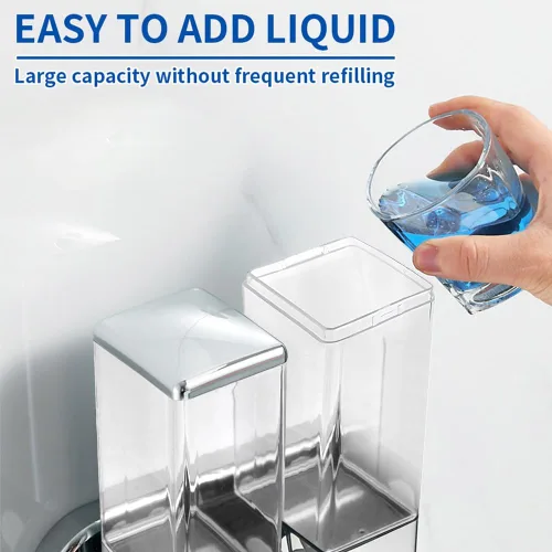 Vista 3 de Dispensador de champú y acondicionador prosfalt 2 x 500ml No taladrar Montado en la pared Dispensador manual de jabón para ducha para el hogar
