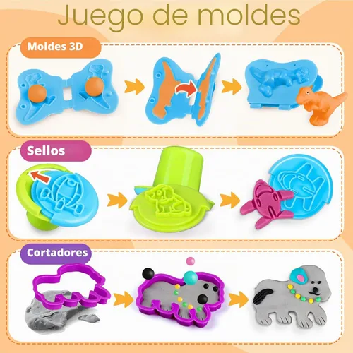 Vista 5 de 37Pcs Dough Tools Play Sets with Storage Container & Mat for Kids Ages 4-8