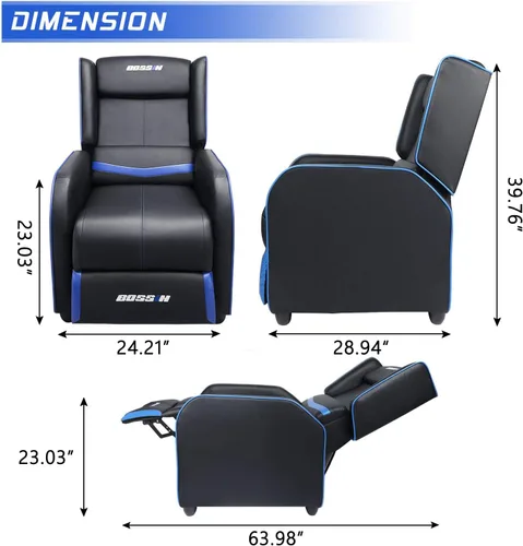 Vista 2 de BOSSIN Silla Reclinable Gaming para Adultos 400lbs Estilo Racing Sofá Grande y Alto Asiento Reclinable de Cuero PU, Lounge Ergonómico Moderno Cómodo