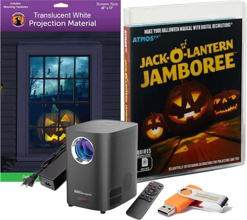 Vista 10 de HoliScapes® Kit de proyector USB - Taller de Santas + proyector + pantalla de proyección de 48 x 72 pulgadas