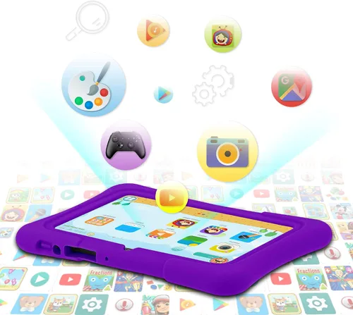 Vista 3 de PRITOM Tablet infantil de 7 pulgadas, Android de cuatro núcleos de almacenamiento de 10,32 GB, WiFi, Bluetooth, cámara dual, educación