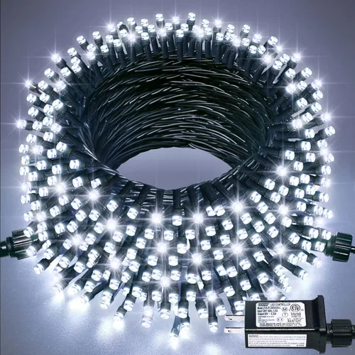 Vista 13 de JMEXSUSS Guirnalda de luces de Navidad de 200 LED azules y blancas, 66 pies, de exterior, expansible, para árbol, fiesta o decoración de hogar