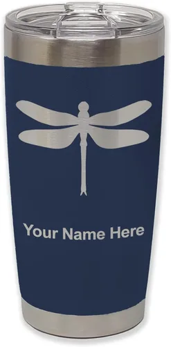 Vista 39 de LaserGram Vaso aislado al vacío de 20 onzas, libélula, grabado personalizado incluido (negro)