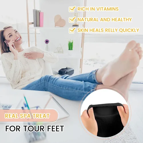 Vista 7 de JaGely 6 pares de calcetines hidratantes, calcetines de gel suave para pies secos y agrietados, pieles forradas de gel para el cuidado de los pies