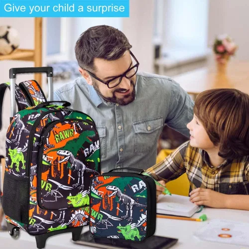 Vista 7 de Mochila con ruedas para niños y niñas, mochila escolar con ruedas para niños pequeños