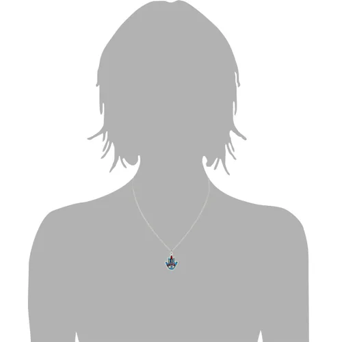 Vista 2 de seeka Petite Azul Hamsa Collar para proteger del mal de ojo, n0624