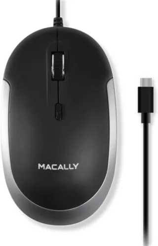 Vista 10 de Macally Ratón USB C con Cable para Mac y PC - Delgado, Silencioso y Confiable - Ratón Tipo C para MacBook Pro/Air, iMac, Apple iPad, Laptop Todo