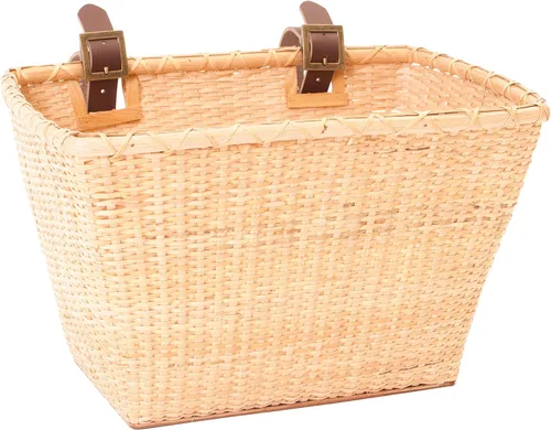 Vista 8 de Retrospec Cesta Toto rectangular tejida con correas de cuero auténtico y hebillas de latón