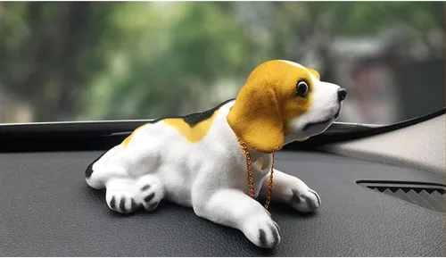 Vista 5 de Adorno de cabeza agitadora de animales de automóvil cabeza de bobbing perro bonita decoración de pasteles de resina de dibujos animados diseño