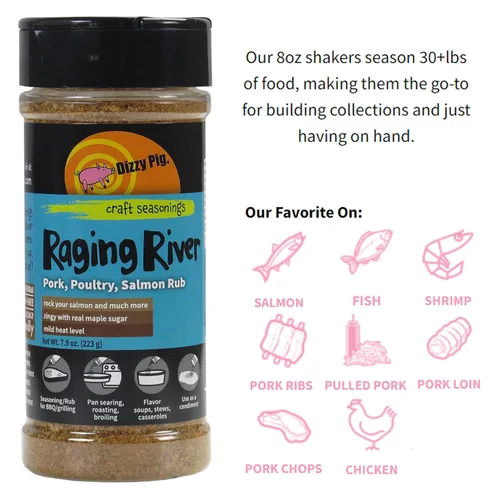 Vista 3 de Dizzy Pig Barbecue Company Raging River Salmon condimento (8 onzas, paquete de dos unidades)