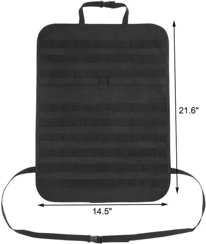 Vista 6 de Organizador táctico del respaldo del asiento del coche Universal MOLLE Panel Protector de la cubierta del asiento del vehículo (negro)