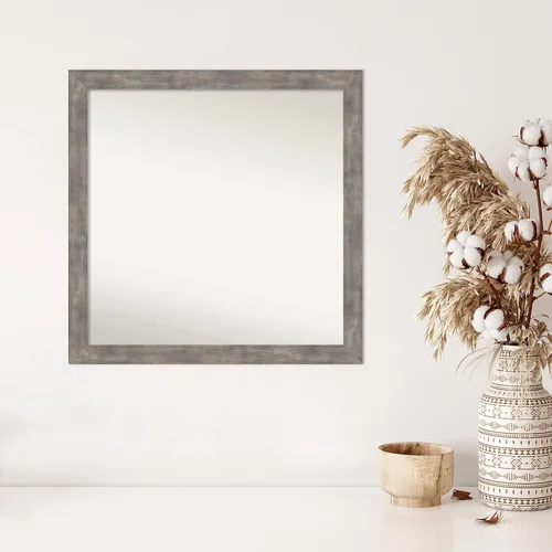 Vista 277 de Amanti Art Silver Bathroom Mirror for Over Sink, 26x35 Custom Made Marred Pewter Rectangle Vanity Mirror, Large Casual Wood Frame, Hangs Horizonally