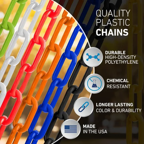 Vista 5 de US Weight (Fabricado en Estados Unidos) Cadena de seguridad de plástico negro de 2 pulgadas x 50 pies. Tecnología resistente a los rayos UV SunShield
