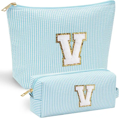 Vista 168 de YOOLIFE Regalos del Día de la Madre para Mujeres, Bolsa de Maquillaje con Iniciales, Bolsa de Maquillaje para Viaje, Bolsa de Maquillaje Negro
