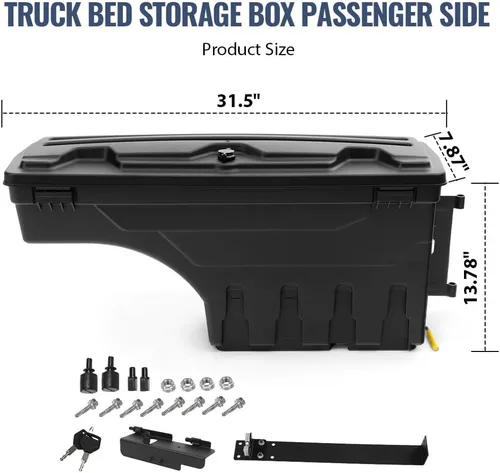 Vista 8 de PIT66 Caja de almacenamiento para cama de camión lado derecho compatible con Ford F150 1997-2014