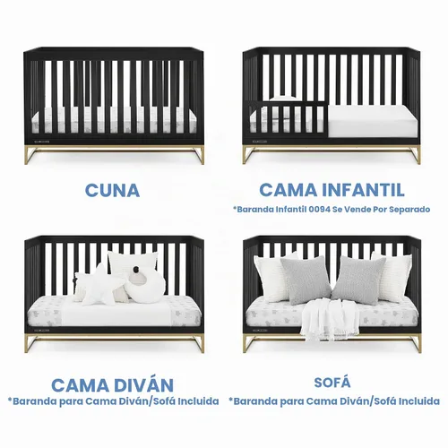 Vista 4 de Delta Children Jade Cuna convertible 4 en 1 - Certificado Greenguard Gold, Ébano/Bronce bronce (Ebony/Bronze)
