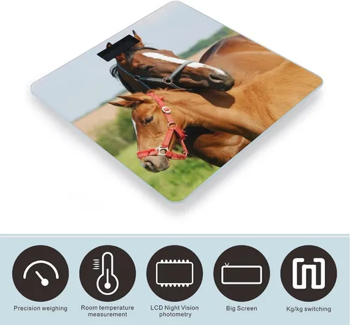 Vista 3 de Báscula de caballo de los amantes para el peso corporal Báscula de baño digital Diseño de esquina redonda Báscula de peso corporal