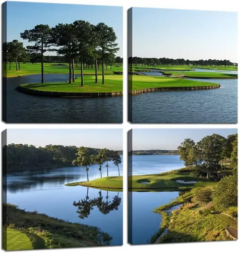 Vista 9 de Pankila Imágenes artísticas para pared de campo de golf, póster en lienzo impreso de golf de Estados Unidos, decoración de pared para sala de estar