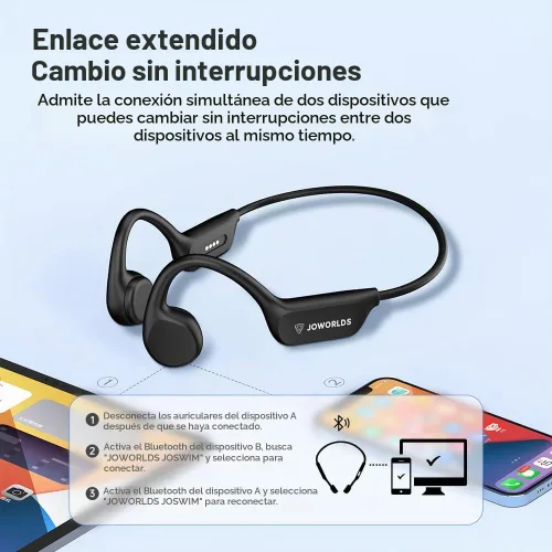 Vista 8 de Auriculares de oído abierto Bluetooth inalámbricos, IP68 impermeables de conducción ósea Bluetooth, auriculares inalámbricos Bluetooth, auriculares