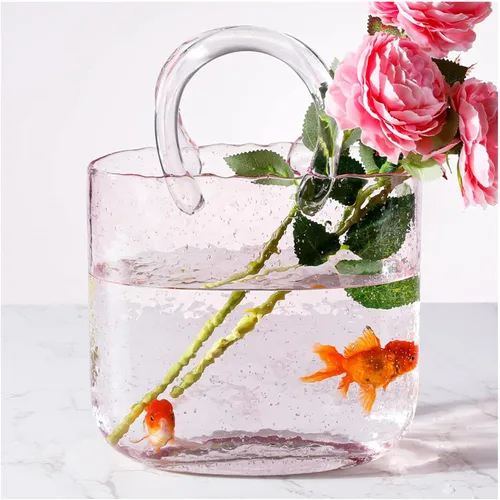 Vista 9 de Purse Vase for Flowers, Multifunctional Flower Vase Shopping Bag Vase Glass Pocketbook Vase, for Floral Arrangement Centerpiece Home