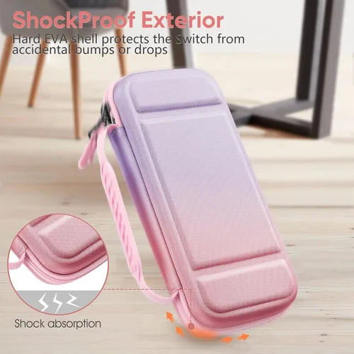 Vista 5 de Fintie Carrying Case for Nintendo Switch Lite 2019, Shockproof Hard Shell Protective Cover Travel Bag w15 Game Card & 2 Micro SD Card Slots for