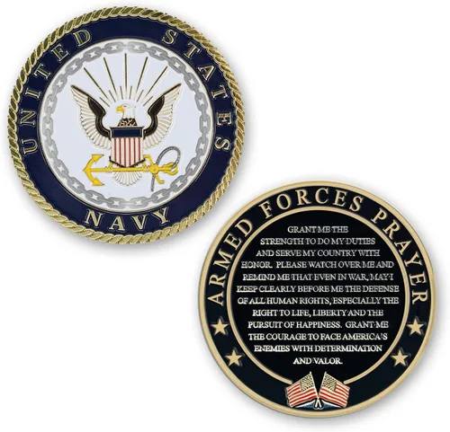 Vista 8 de Moneda de Oración de las Fuerzas Armadas de la Fuerza Aérea - Moneda de Desafío del Valor de la USAF - Regalos para la Fuerza Aérea - Negocio Usmc