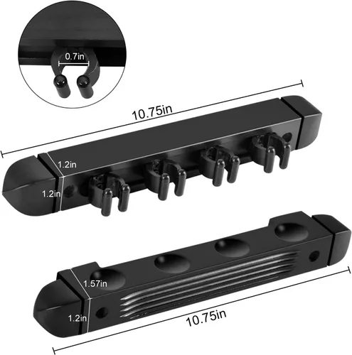 Vista 4 de Soporte para taco de billar/piscina montado en la pared (negro / 4 tacos)