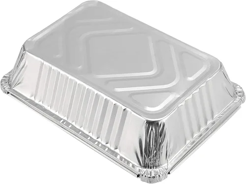 Vista 4 de HOZEON Paquete de 125 bandejas de papel de aluminio de 8.5 x 6 pulgadas con tapas transparentes, capacidad de 2.25 libras, recipientes desechables